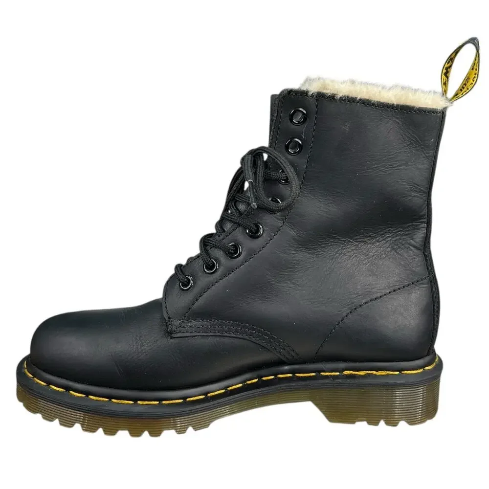 Dr. Martens Women’s Serena Black Leather Lined Combat Boot Size US 7